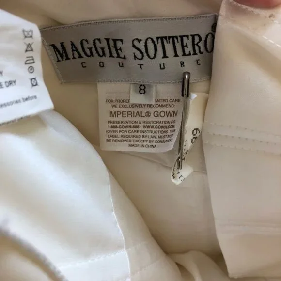 Maggie Sottero Sweetheart Lace Up Jeweled Bead Bustle Train Wedding Dress - Picture 12 of 14